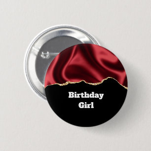 Macaron Rond 5 Cm Fille d'anniversaire Noir rouge foncé Glam Wavy Sa