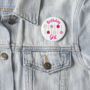 Macaron Rond 5 Cm Fille d'anniversaire Pink Frosted Cake Pop Sprinki
