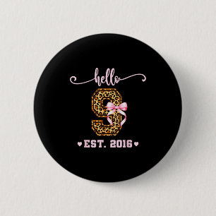 Macaron Rond 5 Cm Fille d'anniversaire Rose Coquette Arc Bonjour 9 A