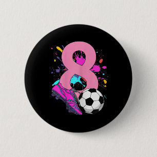 Macaron Rond 5 Cm Fille de 8 ans joueuse de football pour son 8ème a