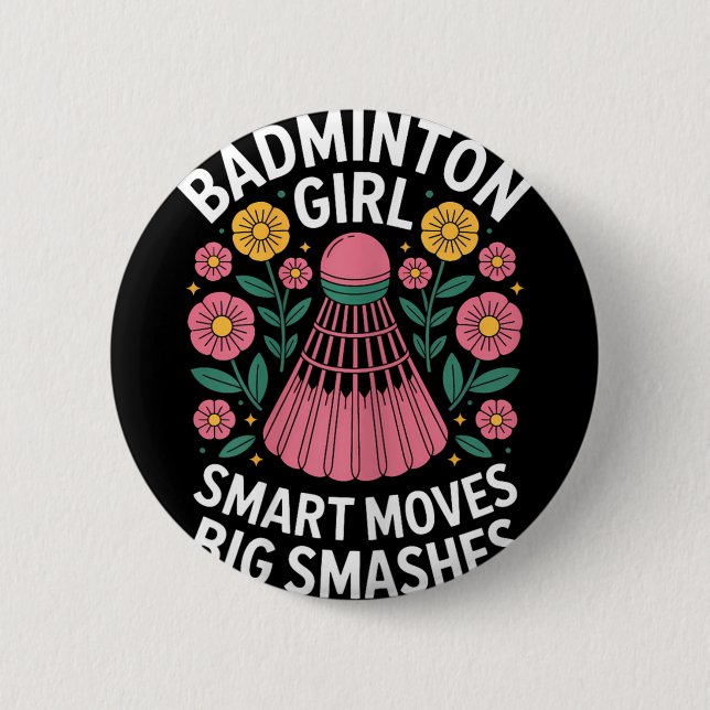 Macaron Rond 5 Cm Fille de badminton Navette Badminton drôle  (Devant)