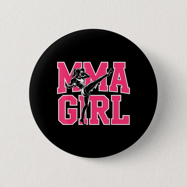 Macaron Rond 5 Cm Fille de boxe MMA (Devant)
