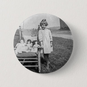 Macaron Rond 5 Cm Fille de ferme et ses amis de poupée vintages