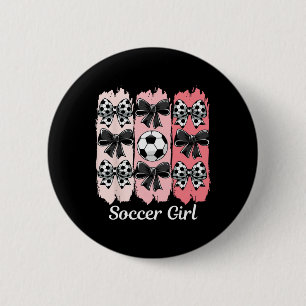 Macaron Rond 5 Cm Fille de football mignonne Coquette Bow Fille de f
