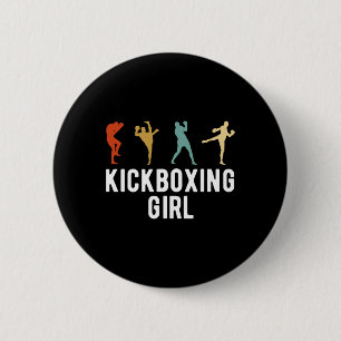 Macaron Rond 5 Cm Fille de kickboxing Kickboxeuse 