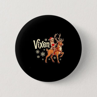 Macaron Rond 5 Cm Fille de pin up de renne de Noël Vixen vintage pèr