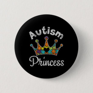 Macaron Rond 5 Cm Fille de princesse autiste Famille Sensibilisation