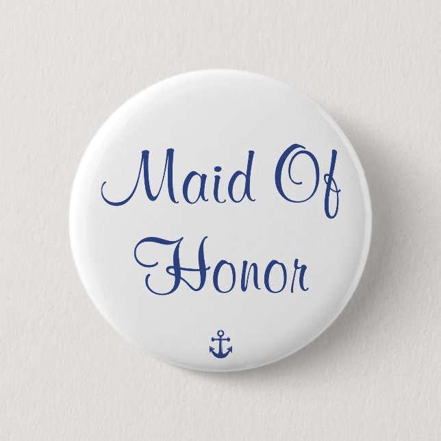 Macaron Rond 5 Cm Fille D'Honneur Boutons De Mariage Nautique (Devant)