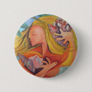 Macaron Rond 5 Cm Fille d'île - bouton