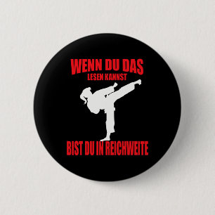 Macaron Rond 5 Cm Fille drôle de karaté kickboxing taekwondo