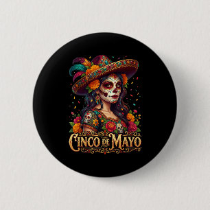 Macaron Rond 5 Cm Fille du cinq mai fiesta mexicaine 5 mai Cinco