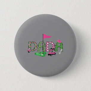 Macaron Rond 5 Cm Fille du premier anniversaire Golf Dada Rose Troue