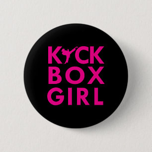 Macaron Rond 5 Cm Fille Kickbox Karaté Kickboxing Arts Martiaux