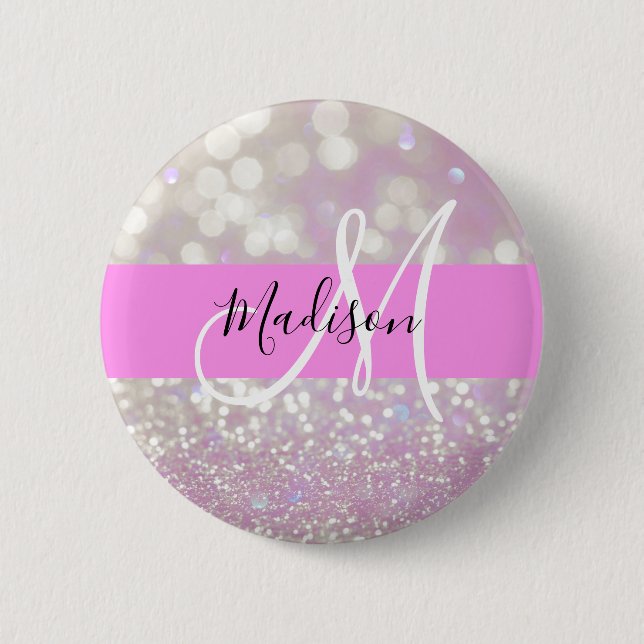 Macaron Rond 5 Cm Fille Lilac Shimmer Parties scintillant Étincelles (Devant)