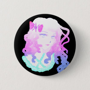 Macaron Rond 5 Cm Fille mignonne déplaisante en pastel de Kawaii de