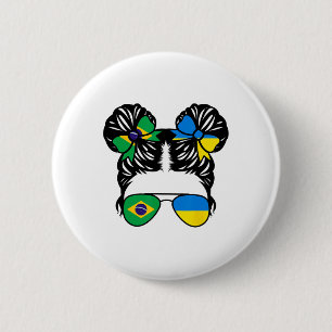 Macaron Rond 5 Cm Fille moitié brésilienne moitié ukrainienne Brésil