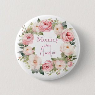 Macaron Rond 5 Cm Fille Ourson Bohème Rose Ours Floral Anniversaire 