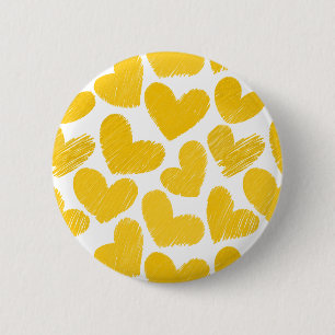 Macaron Rond 5 Cm Fille pastel jaune coeur d'amour motif