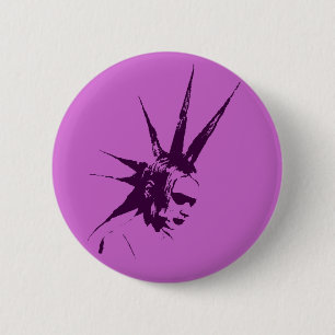 Macaron Rond 5 Cm Fille pourpre de punk de Mohawk