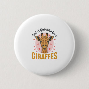 Macaron Rond 5 Cm Fille qui aime les girafes Design de gravure vinta