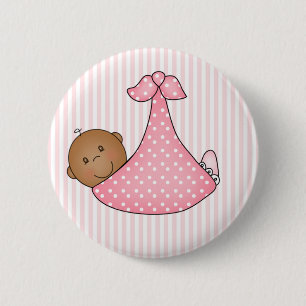 Macaron Rond 5 Cm Fille rose d'Afro-américain dans la couverture
