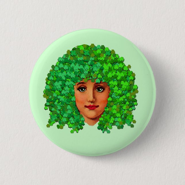 Macaron Rond 5 Cm Fille shamrock (Devant)