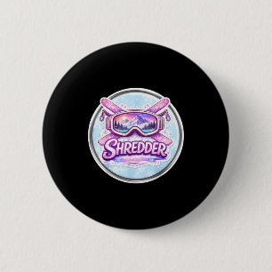 Macaron Rond 5 Cm Fille skieuse déchiqueteuse de ski féminine déchir