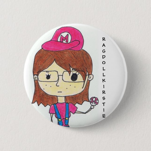 Macaron Rond 5 Cm Fille superbe de geek (Devant)