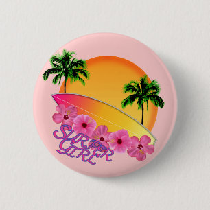 Macaron Rond 5 Cm Fille surfeuse
