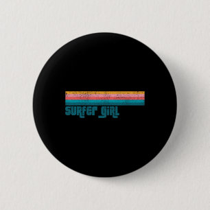 Macaron Rond 5 Cm Fille surfeuse vintage plage été rétro surf femme