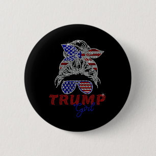 Macaron Rond 5 Cm Fille Trump Bun Méssy Votant Pour Trump 2025 Faux 