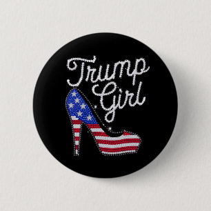 Macaron Rond 5 Cm Fille Trump Talon Haut Drapeau Américain Bling Pat