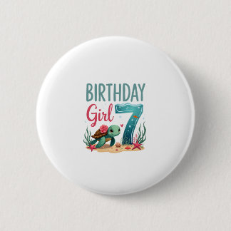 Macaron Rond 5 Cm Filles d'anniversaire 7ème Tortue de mer 7 ans Océ