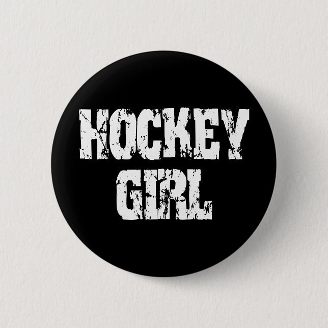 Macaron Rond 5 Cm Filles d'hockey de fille d'hockey (Devant)