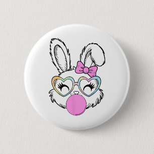 Macaron Rond 5 Cm Filles Femmes Lapin Lapin Visage Rose Coquette Arc