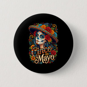 Macaron Rond 5 Cm Filles femmes mexicaines fiesta cinq mai 5 mai