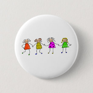 Macaron Rond 5 Cm Filles heureuses