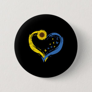 Macaron Rond 5 Cm Filles ukrainiennes Cœur Ukraine Tournesol Papillo