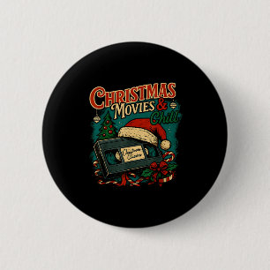 Macaron Rond 5 Cm Films de Noël Chill Rétro Vhs Fêtes Nostalgie