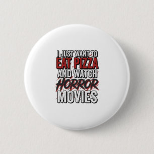 Macaron Rond 5 Cm Films d'horreur de pizza Typographie vintage Hallo