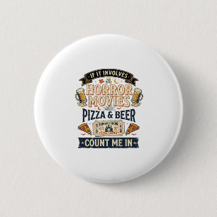 Macaron Rond 5 Cm Films d'horreur Pizza Bière Drôle Halloween_1