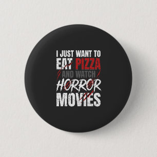 Macaron Rond 5 Cm Films d'horreur Pizza Halloween Design_1