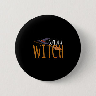 Macaron Rond 5 Cm Fils d'un chapeau de sorcière balai halloween 