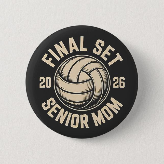 Macaron Rond 5 Cm Final Set Senior Mom 2026 Graduation Volleyball (Devant)
