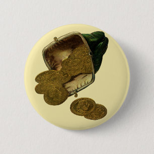 Macaron Rond 5 Cm Finance d'entreprise vintage, monnaie de pièce d'o
