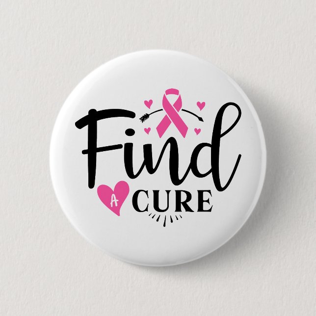 Macaron Rond 5 Cm Find A Cure Breast Cancer Awareness (Devant)