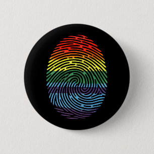 Macaron Rond 5 Cm Fingerprint LGBTQ Fière gay lesbienne Rainbow Prid