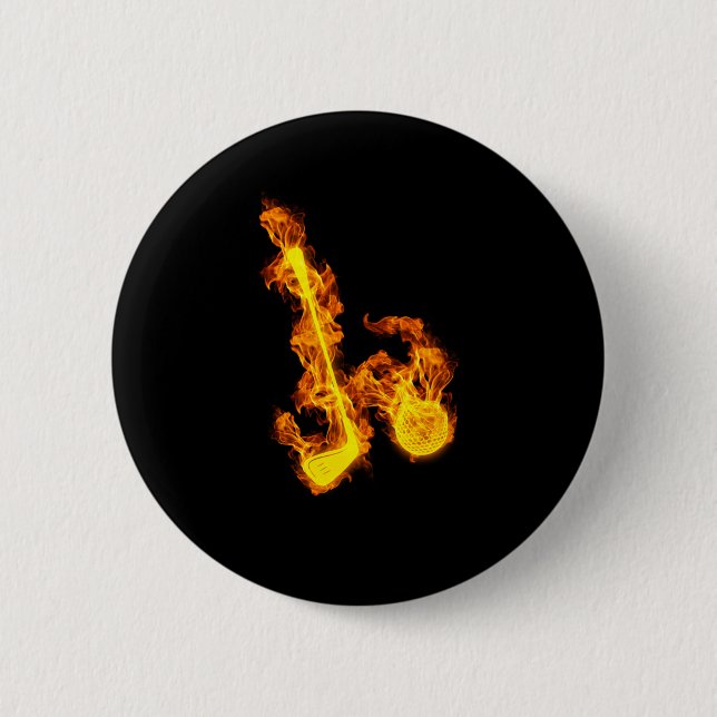 Macaron Rond 5 Cm Fire Golf Flames Golf Ball Golfeur (Devant)