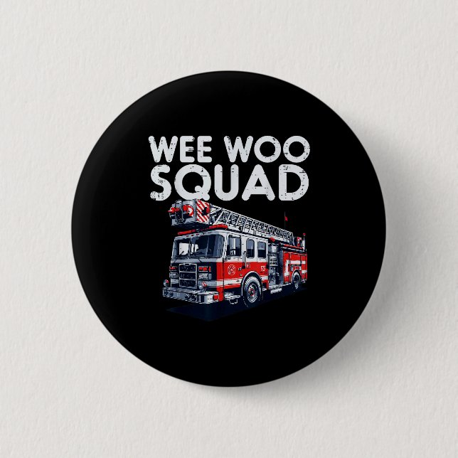Macaron Rond 5 Cm Firefighter Truck Wee Woo Squad Fireman Men Boys K (Devant)