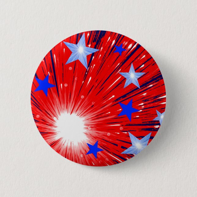 Macaron Rond 5 Cm Firework Bouton bleu rouge blanc rond (Devant)